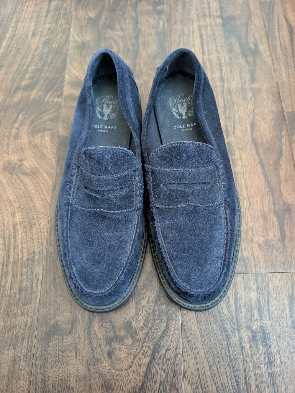 Cole Haan Pinch 8.5 Men's Dark Blue Suede Penny Loafers Slipon Rubber Sole